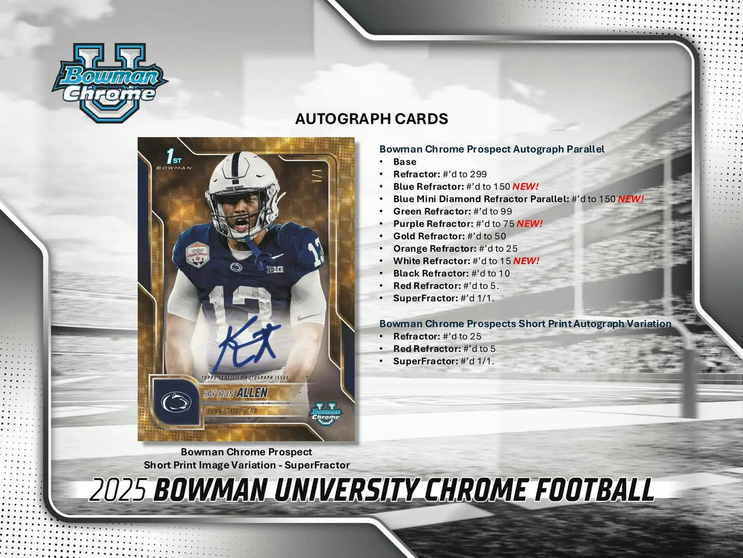 2025 Bowman University Chrome Football Blaster Box | Columbia Sports Cards - Sports Card Hobby Boxes