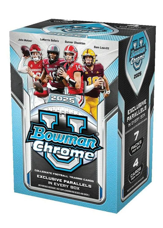 2025 Bowman University Chrome Football Blaster Box | Columbia Sports Cards - Sports Card Hobby Boxes