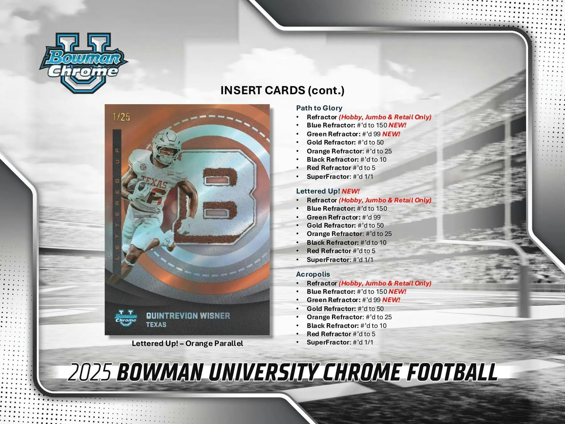 2025 Bowman University Chrome Football Blaster Box | Columbia Sports Cards - Sports Card Hobby Boxes