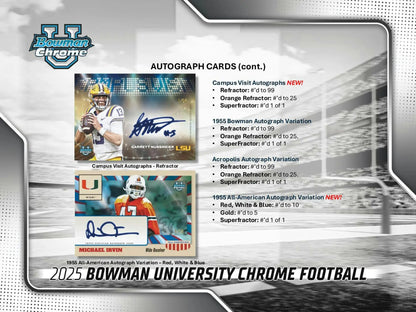 2025 Bowman University Chrome Football Hobby Box | Columbia Sports Cards - Sports Card Hobby Boxes