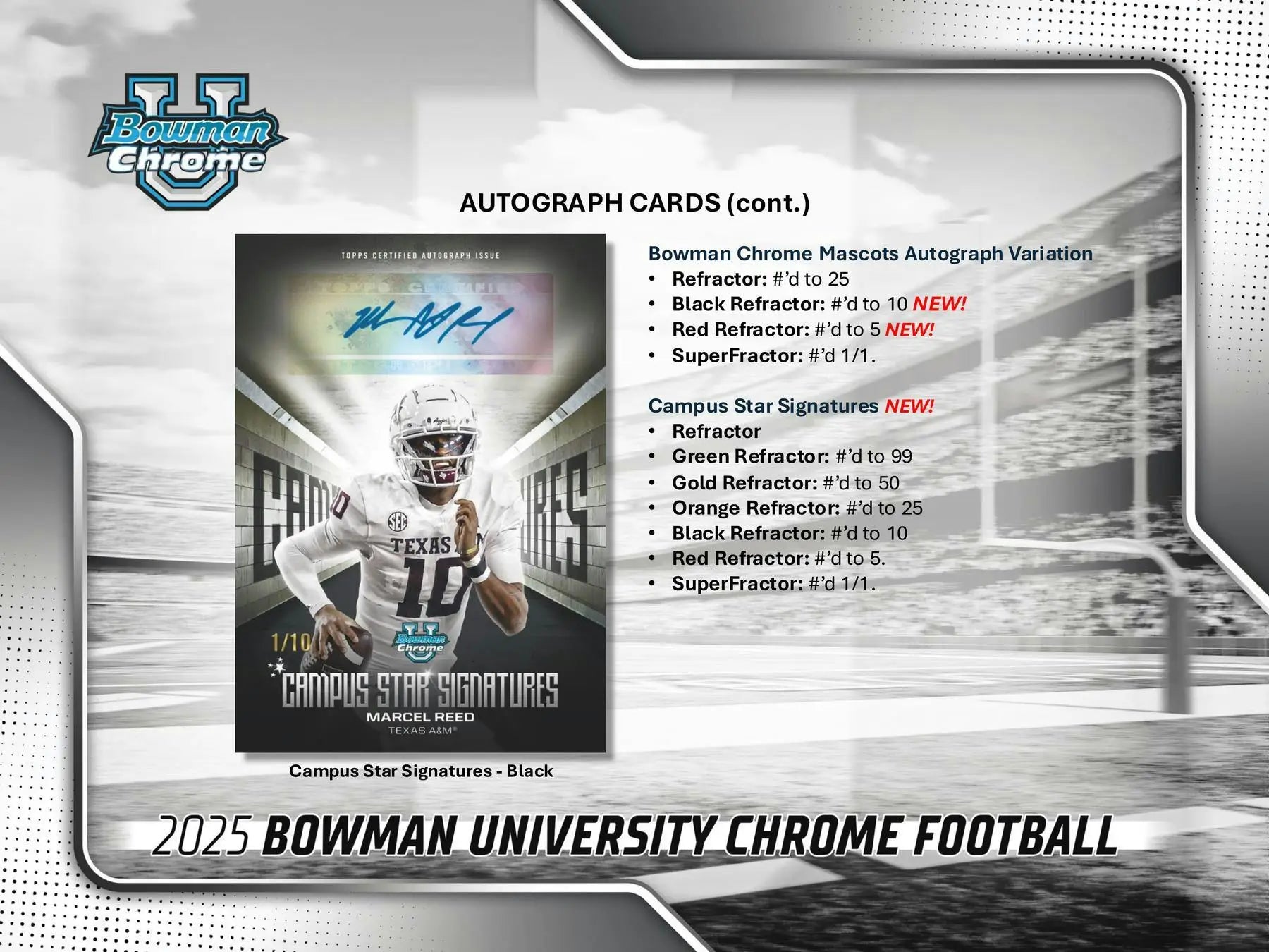 2025 Bowman University Chrome Football Hobby Box | Columbia Sports Cards - Sports Card Hobby Boxes