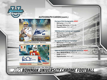 2025 Bowman University Chrome Football Hobby Jumbo Box | Columbia Sports Cards