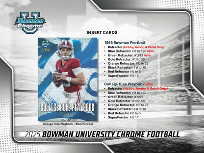 2025 Bowman University Chrome Football Hobby Jumbo Box | Columbia Sports Cards