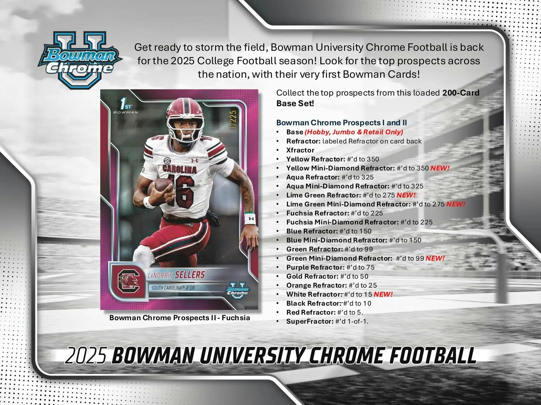 2025 Bowman University Chrome Football Mega Box | Columbia Sports Cards - Sports Card Hobby Boxes