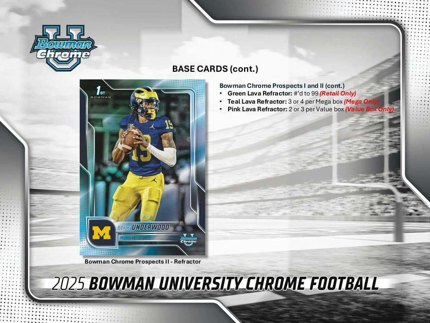 2025 Bowman University Chrome Football Mega Box | Columbia Sports Cards - Sports Card Hobby Boxes