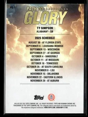 2025 Bowman University Chrome #PG-17 Ty Simpson Path to Glory - Football Card Single
