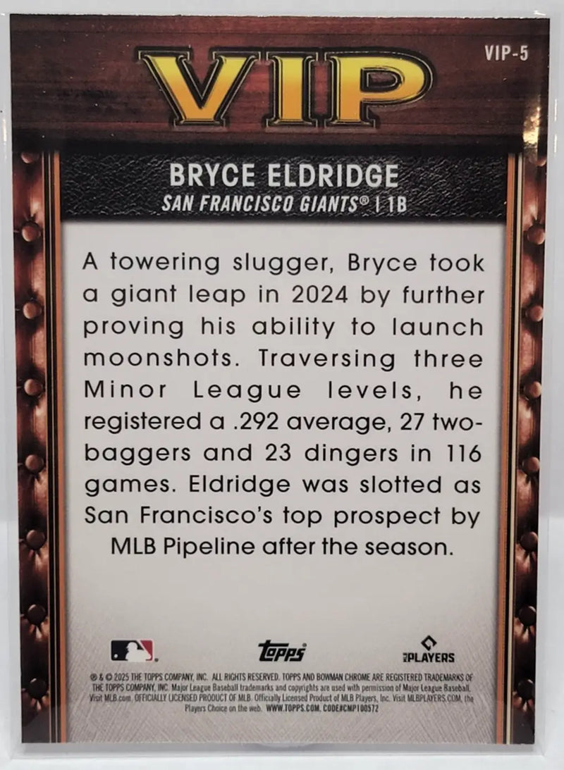 2025 Bowman VIP - #VIP-5 Bryce Eldridge Giants Refractor - Baseball Card Single
