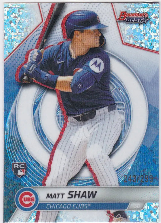 2025 Bowman’s Best #15 Matt Shaw Mini-Diamond Refractor 243/299 Chicago Cubs - Baseball Card Single