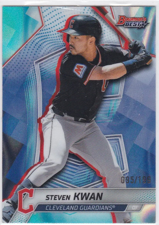 2025 Bowman’s Best #61 Steven Kwan Aqua Refractor 95/199 Cleveland Guardians - Baseball Card Single