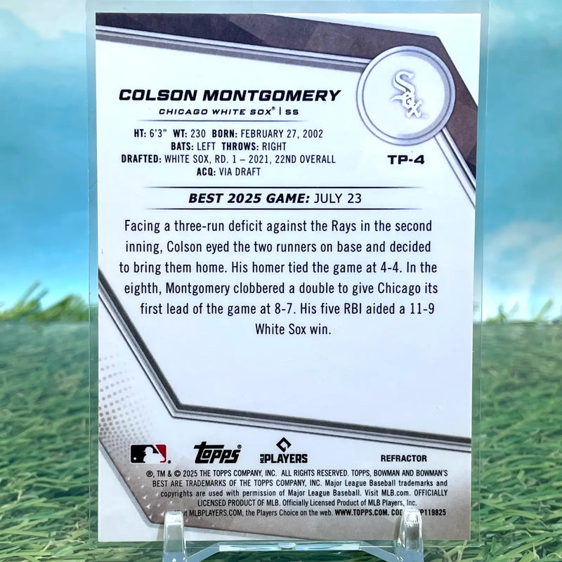 2025 Bowman’s Best COLSON MONTGOMERY REFRACTOR SP White Sox Rookie #TP-4 - Baseball Card Single