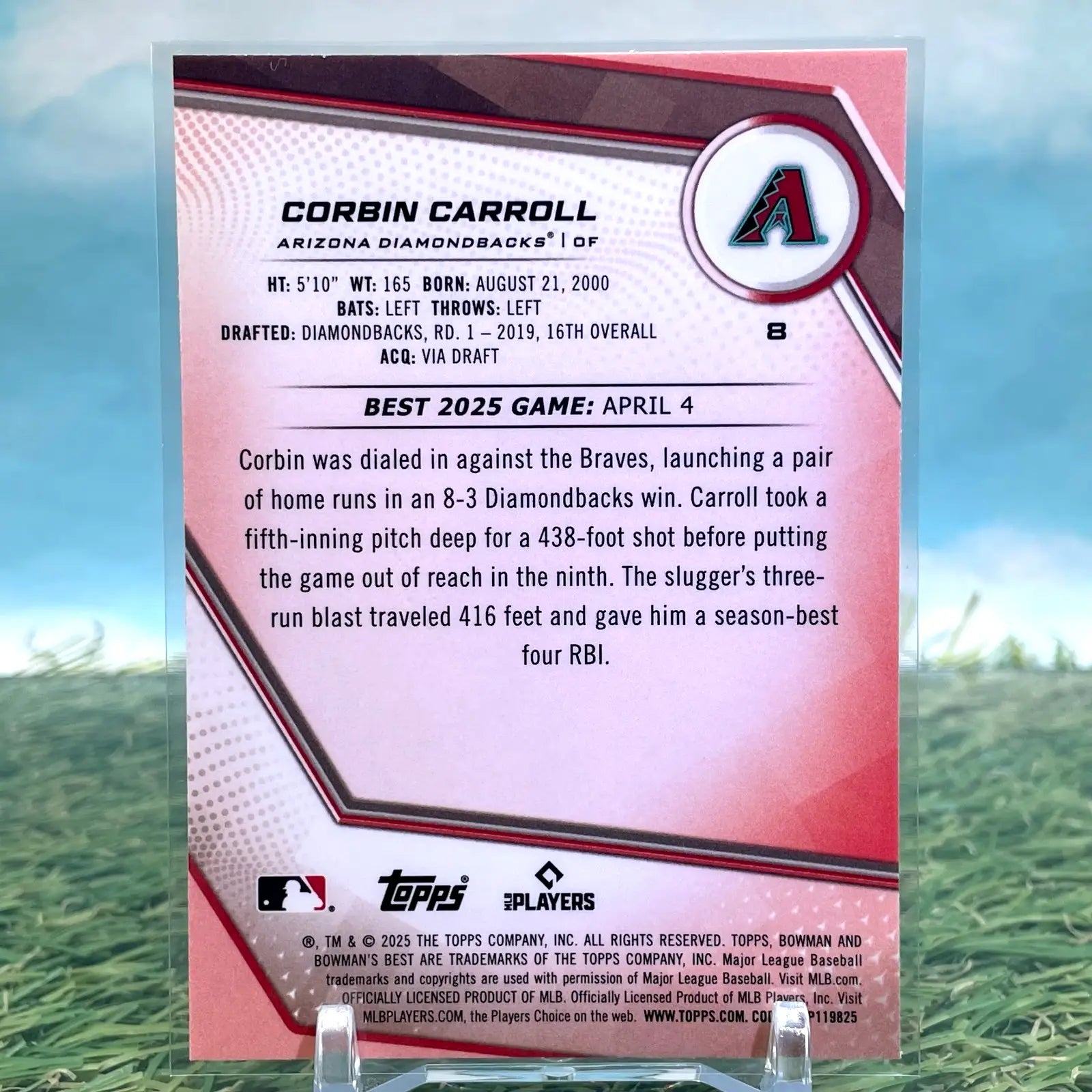 2025 Bowman’s Best Corbin Carroll #8 Lazer Refractor /350 Diamondbacks - Baseball Card Single