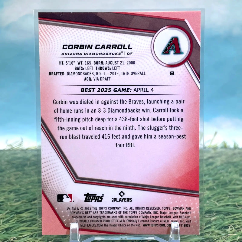 2025 Bowman’s Best Corbin Carroll #8 Lazer Refractor /350 Diamondbacks - Baseball Card Single