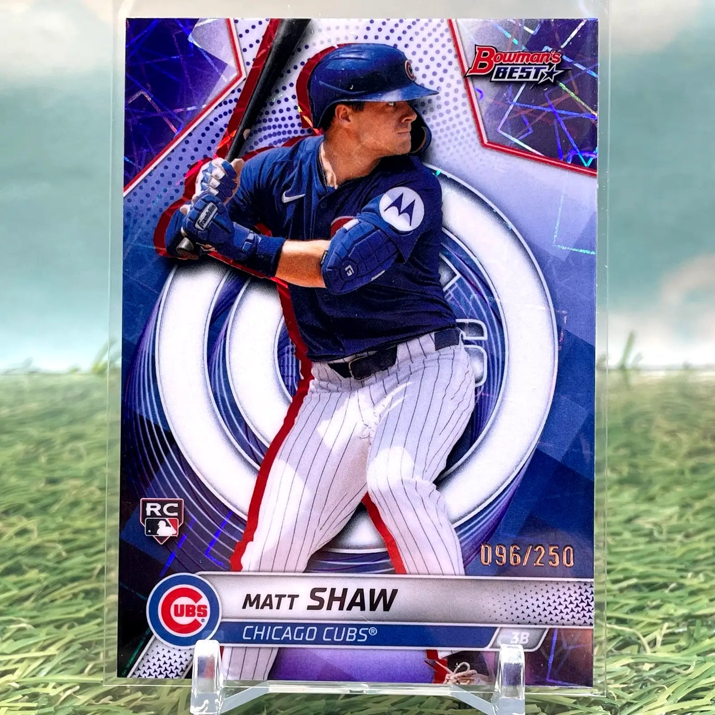 2025 Bowman’s Best Matt Shaw (RC) Purple Lazer Refractor Rookie #/250 Cubs - Baseball Card Single