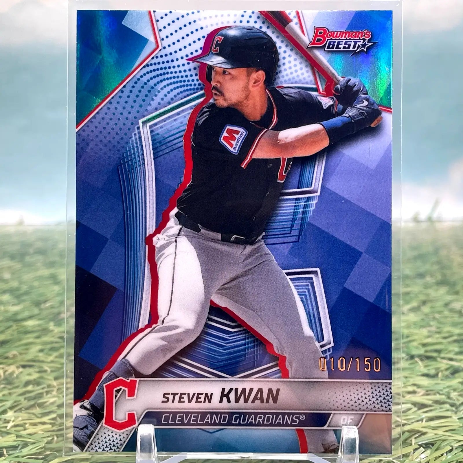 2025 Bowman’s Best Steven Kwan #61 Blue Lazer Refractor /150 Guardians - Baseball Card Single