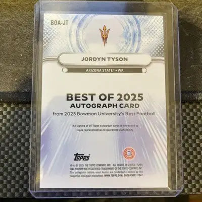 2025 Bowman’s Best U Football Best of 2025 AUTO Jordyn Tyson Arizona State /150 - Trading Card