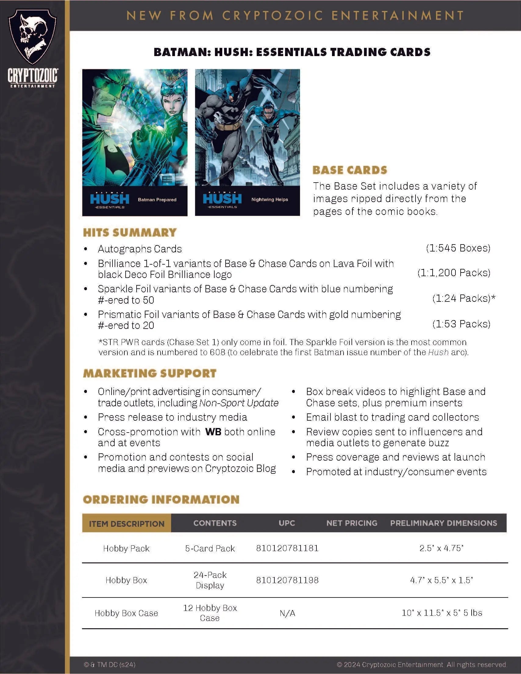 2025 Cryptozoic Batman Hush Essentials Trading Card Box - DC Card Box