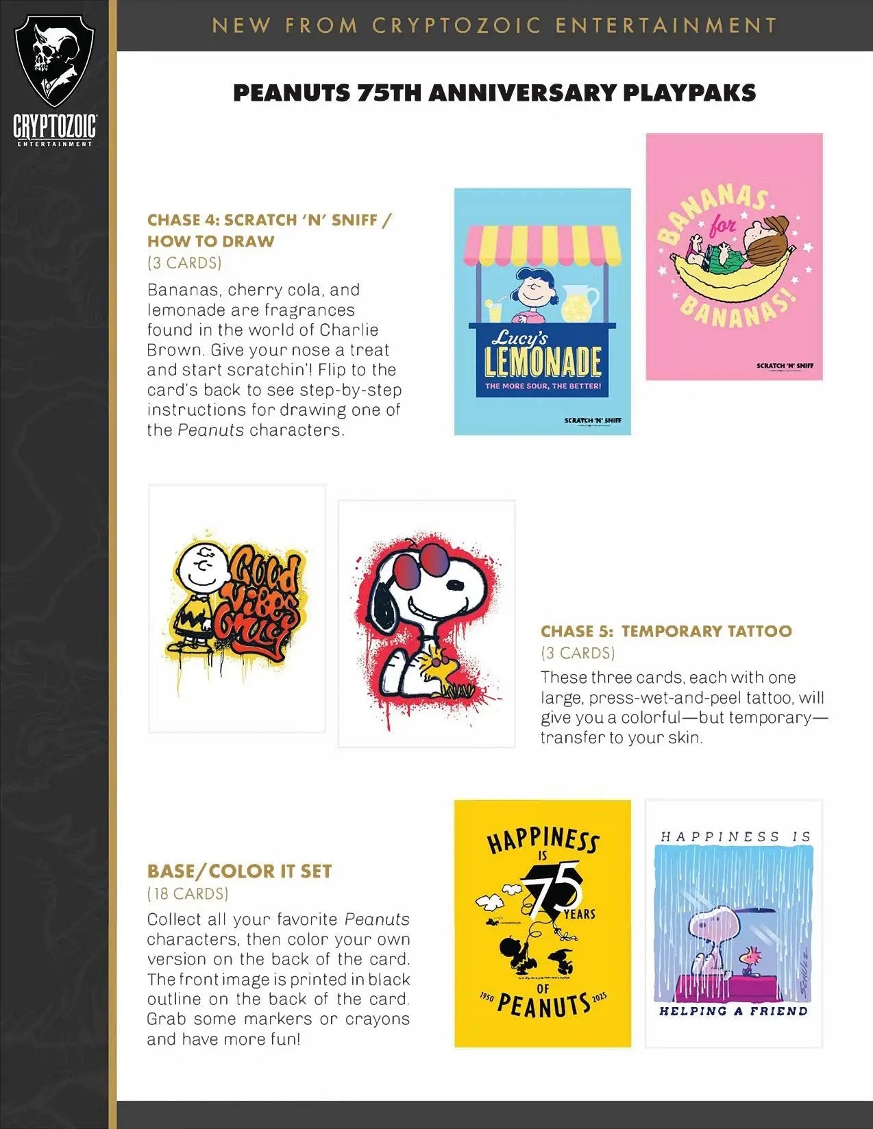 2025 Cryptozoic Peanuts Playpaks: 75 Years Trading Card Box - Non-Sports Card Box