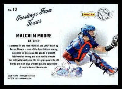 2025 Donruss #10 Malcolm Moore Greetings From Texas - Baseball Card Single