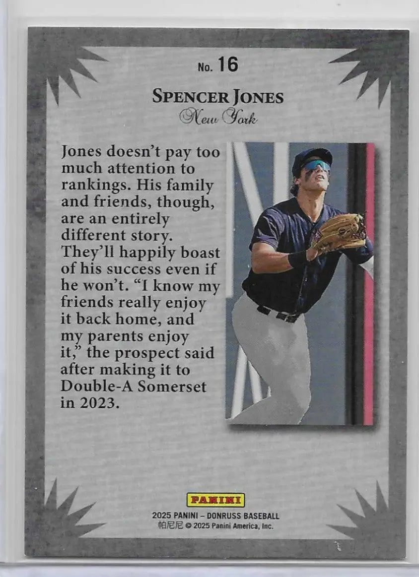 2025 Donruss #16 Spencer Jones Elite Series (1131) - Baseball Card Single