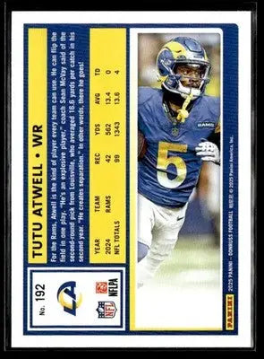2025 Donruss #192 Tutu Atwell Press Proof Red Los Angeles Rams - Football Card Single
