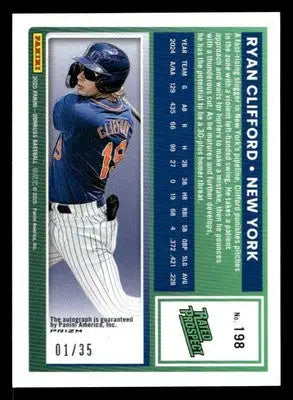 2025 Donruss #198 Ryan Clifford Signatures Carolina Blue - #01/35 - Baseball Card Single