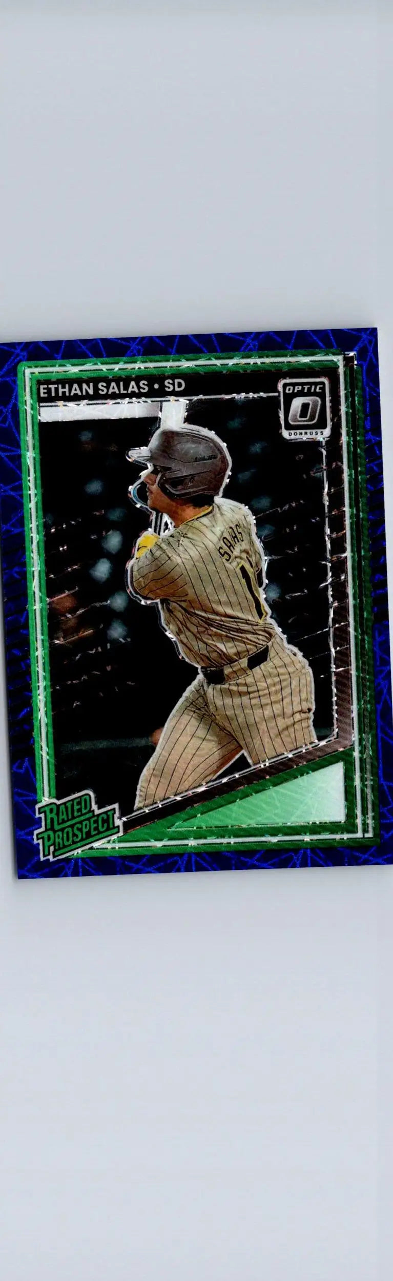 Baseball trading card of Ethan Salas from the 2025 Donruss Salas Optic Blue Velocity set