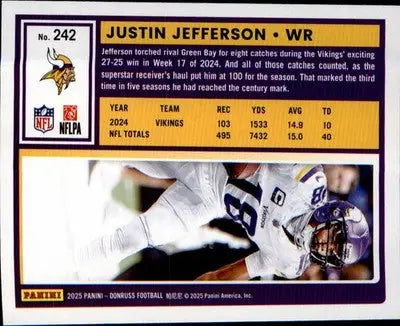 2025 Donruss #242 Justin Jefferson - Football Card Single