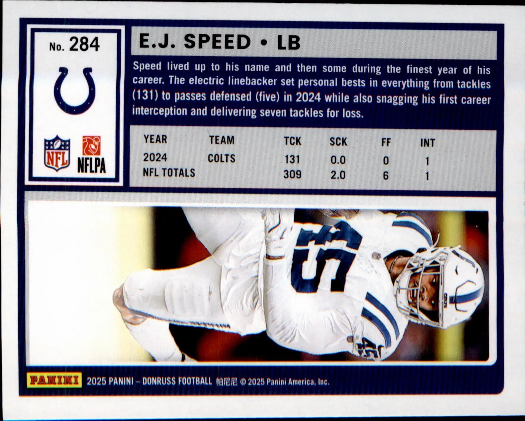 2025 Donruss #284 E.J. Speed - Football Card Single