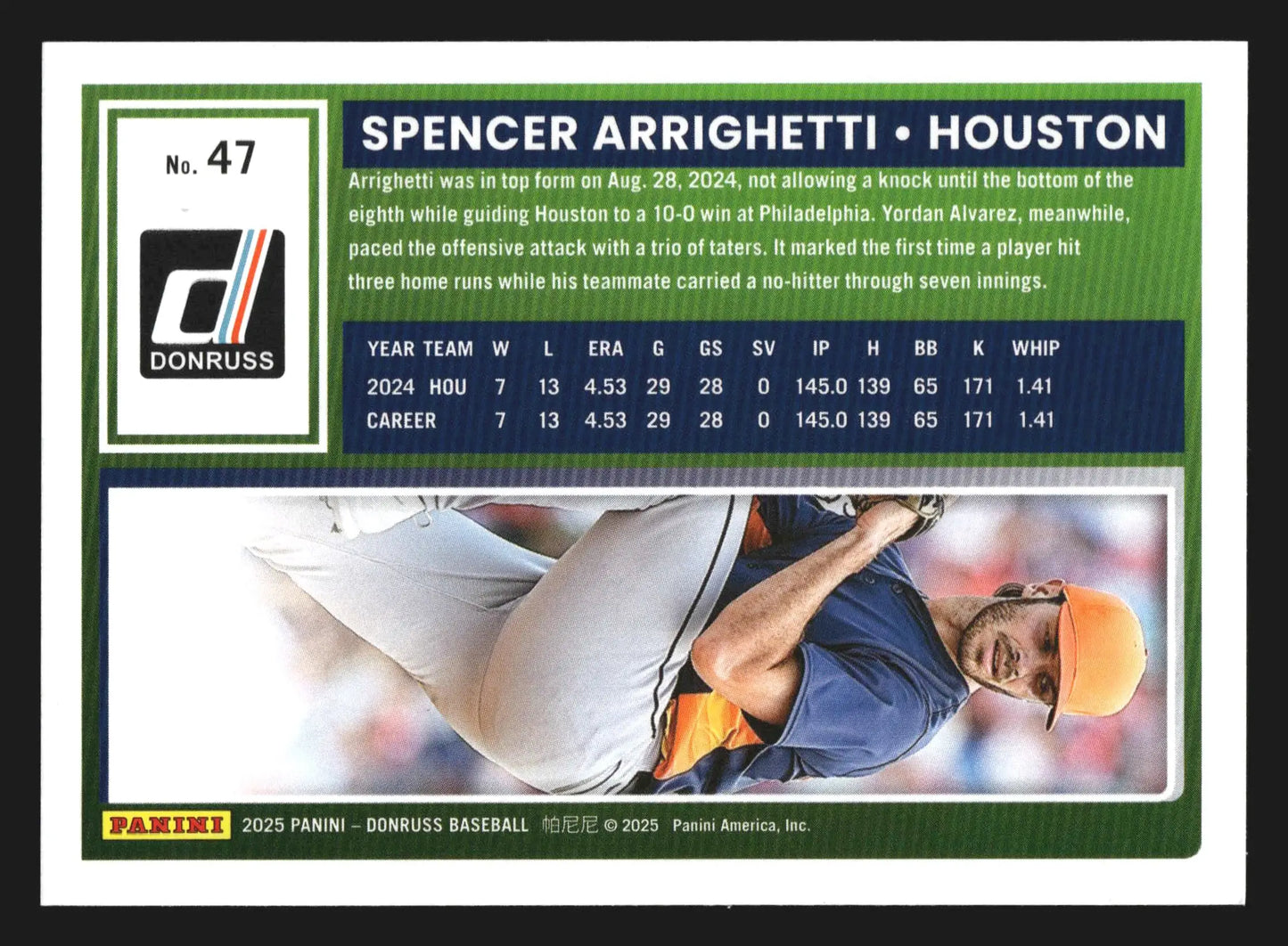 2025 Donruss #47 Spencer Arrighetti Houston Astros - Baseball Card Single