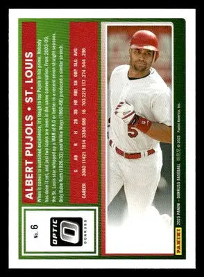 2025 Donruss #6 Albert Pujols Optic - Baseball Card Single