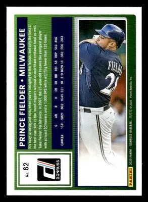 2025 Donruss #62 Prince Fielder - Baseball Card Single