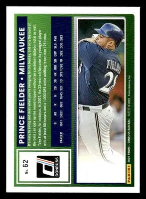 2025 Donruss #62 Prince Fielder Laser - Baseball Card Single