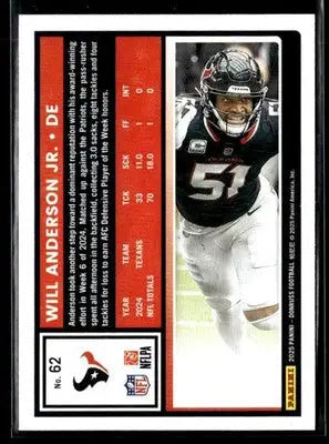 2025 Donruss #62 Will Anderson - Football Card Single