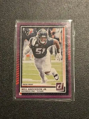 2025 Donruss #62 Will Anderson Jr. Press Proofs Purple - Football Card Single