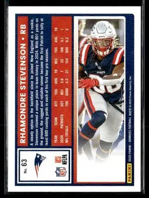 2025 Donruss #63 Rhamondre Stevenson - Football Card Single