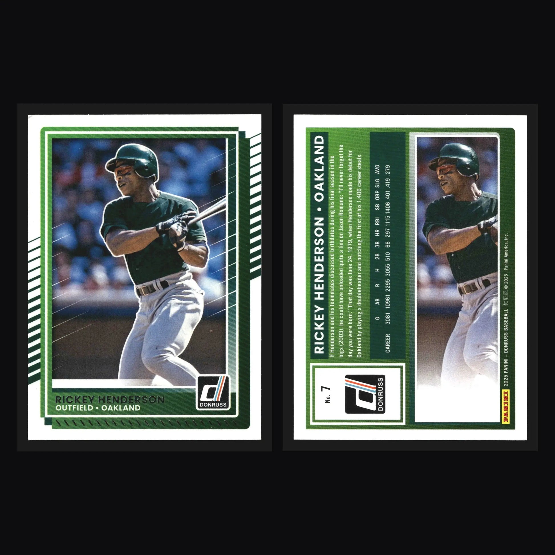 2025 Donruss #7 Rickey Henderson Oakland Athletics HOF - Baseball Card Single