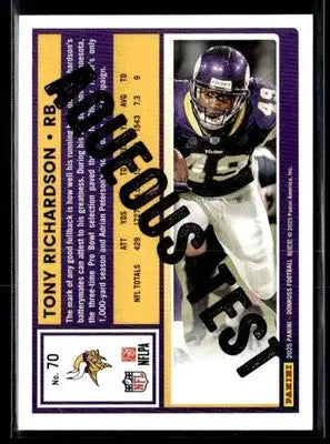 2025 Donruss #70 Tony Richardson Aqueous Test SSP - Football Card Single