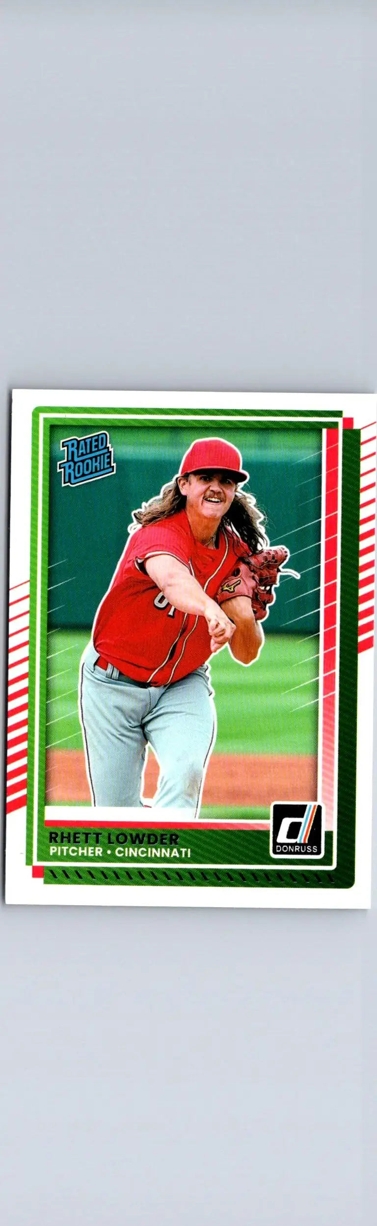 Baseball trading card featuring Cincinnati pitcher Rhett Lowder from 2025 Donruss #74