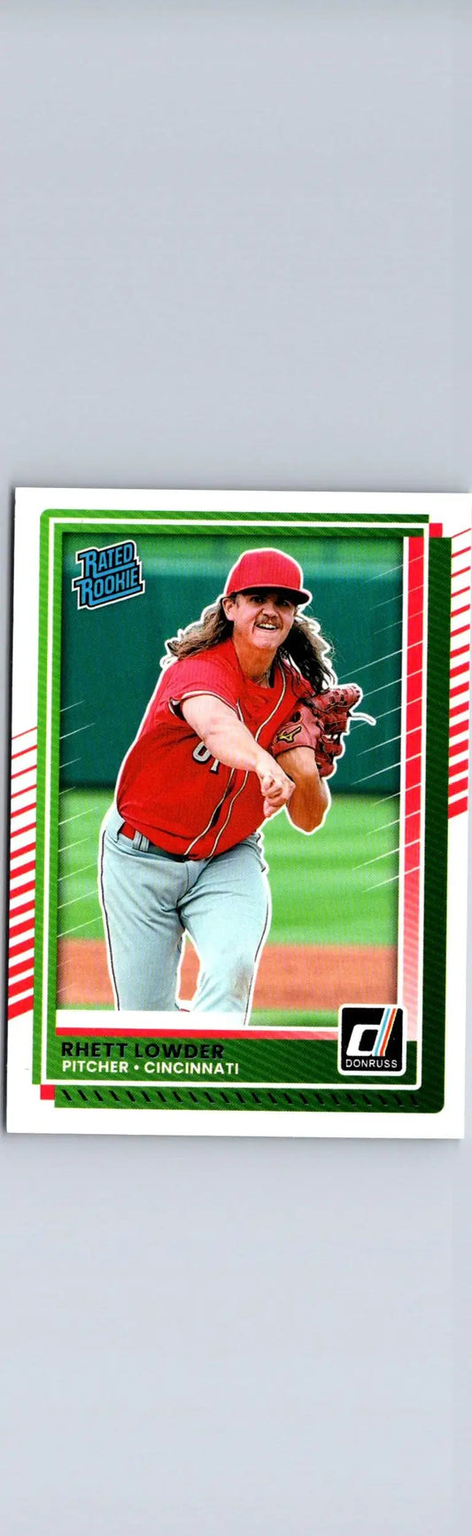 Baseball trading card featuring Cincinnati pitcher Rhett Lowder from 2025 Donruss #74