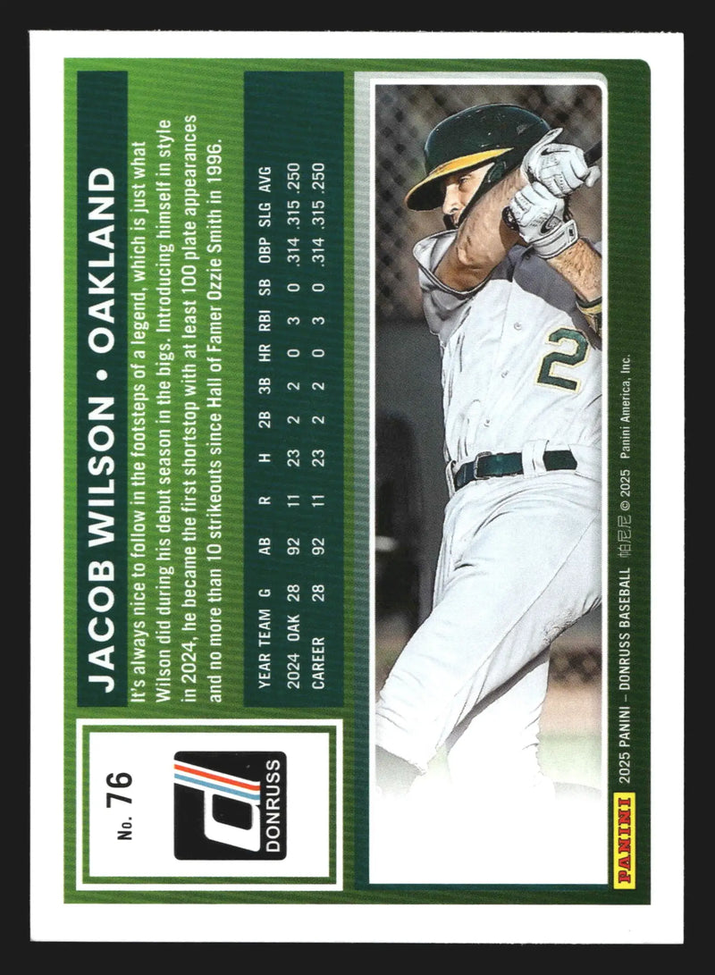 2025 Donruss #76 Jacob Wilson Oakland Athletics - Baseball Card Single