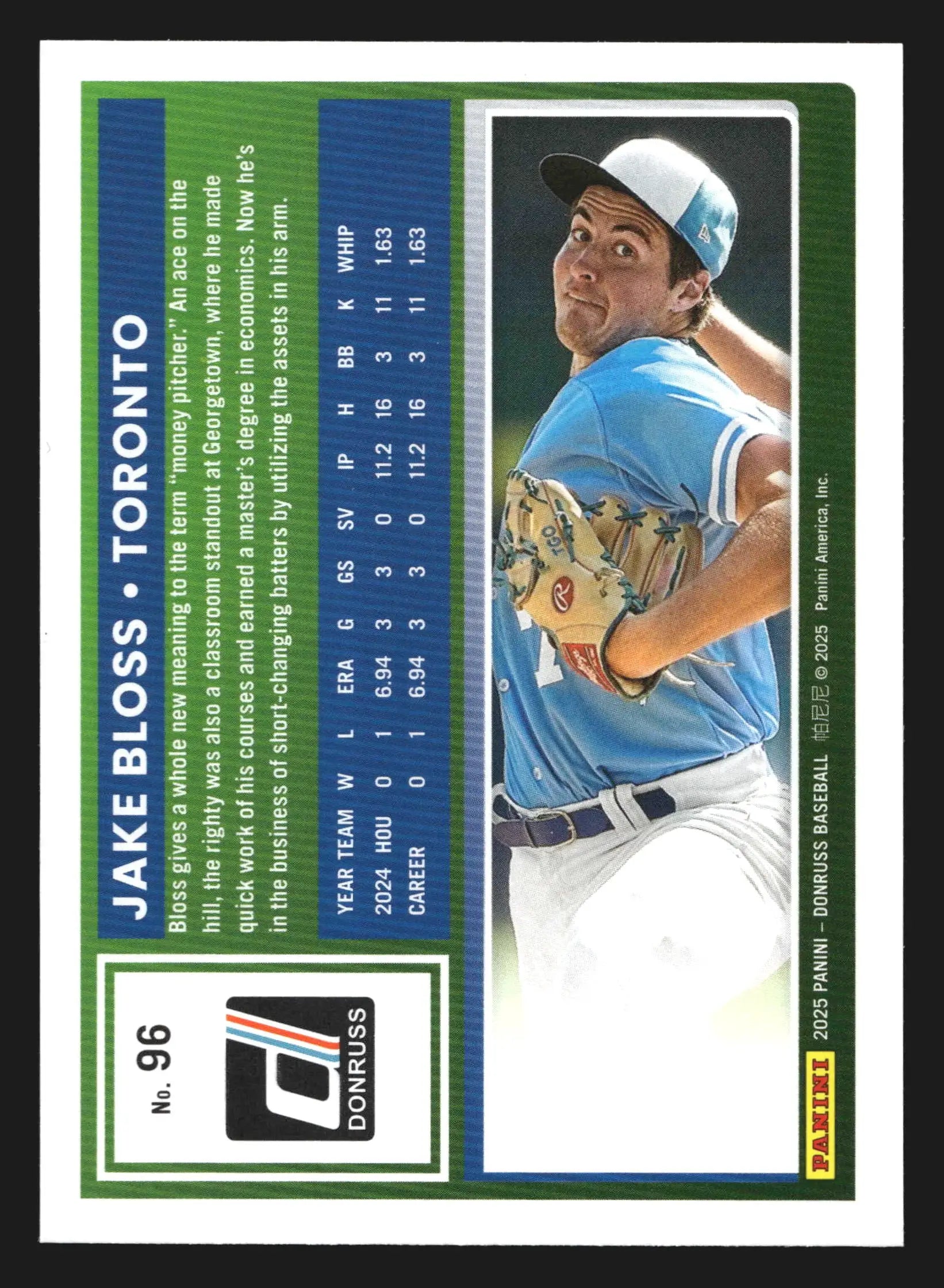 2025 Donruss #96 Jake Bloss Toronto Blue Jays
