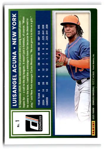2025 Donruss Base #1 Luisangel Acuna NM Near Mint Mets ID:79131 - Baseball Card Single