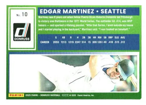 2025 Donruss Base #10 Edgar Martinez NM-MT Mariners ID:79013 - Baseball Card Single