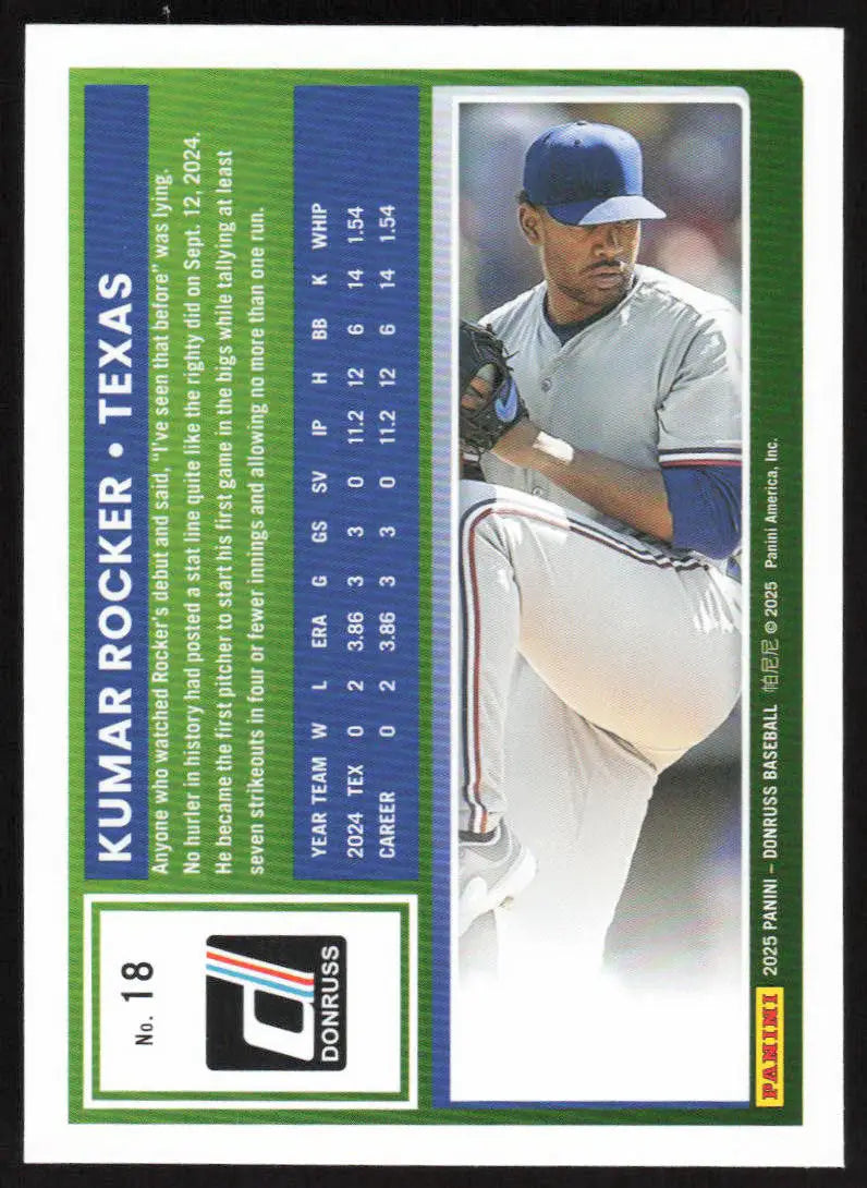 2025 Donruss Base #18 Kumar Rocker NM-MT Rangers ID:79018 - Baseball Card Single