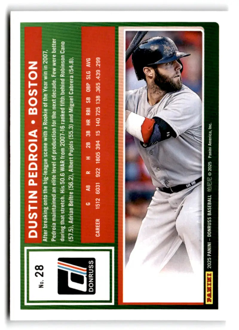 2025 Donruss Base #28 Dustin Pedroia NM-MT Red Sox ID:78514 - Baseball Card Single