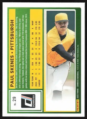 2025 Donruss Base #29 Paul Skenes NM-MT Pirates ID:78515 - Baseball Card Single