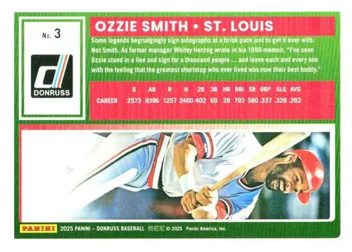 2025 Donruss Base #3 Ozzie Smith NM-MT Cardinals ID:79010 - Baseball Card Single