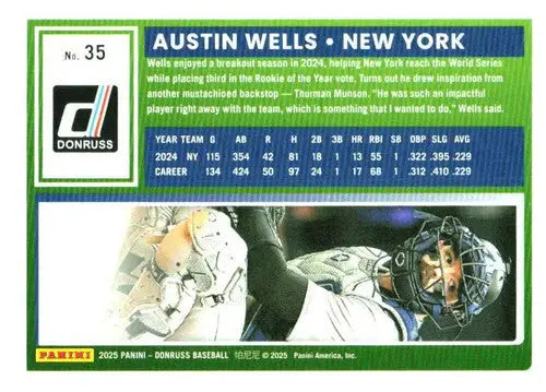 2025 Donruss Base #35 Austin Wells NM-MT Yankees ID:79025 - Baseball Card Single