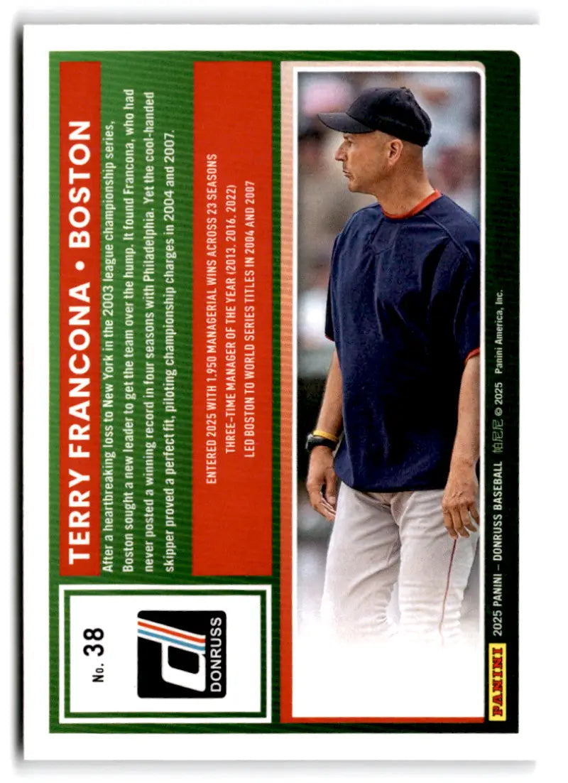 2025 Donruss Base #38 Terry Francona NM-MT Red Sox ID:78520 - Baseball Card Single
