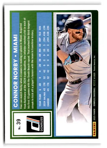 2025 Donruss Base #39 Connor Norby NM-MT Marlins ID:78521 - Baseball Card Single